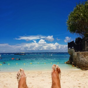 Team NEO athlete Chris' toes on the beach in Cebu, Philippines