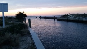 View of the water at sunset on Bald Head Island, NC