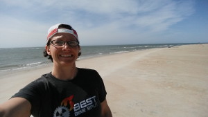 Coach Nicole selfie on the beach of Bald Head Island