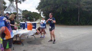 Jonathan at the 50k point, getting resupplied a Conservancy check point/aid station before heading out for the last 19 miles.