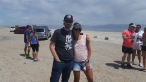 Rodney and Sandra of Team Starch Mouth at Salton Sea the day before the Badwater Salton Sea ultrarun.