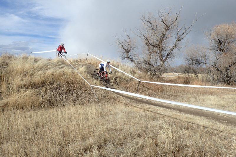 Coach Nicole pre-riding the course of the 2016 Bandido Cross in Parker, CO.