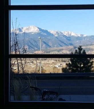 View of Pikes Peak from the Gallogly Rec Center at UCCS