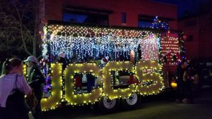 The UCCS float at the Festival of Lights Parade